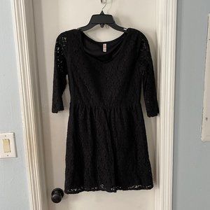 3/4 Sleeve Black Lace Dress